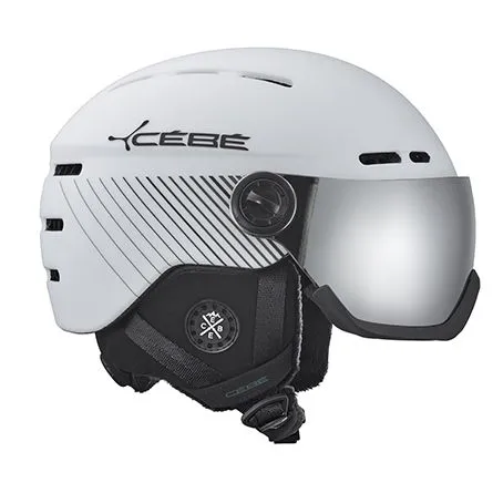Casque De Ski Neuf Cébé Fireball Matt White Black Line Double écran 1 Et 3